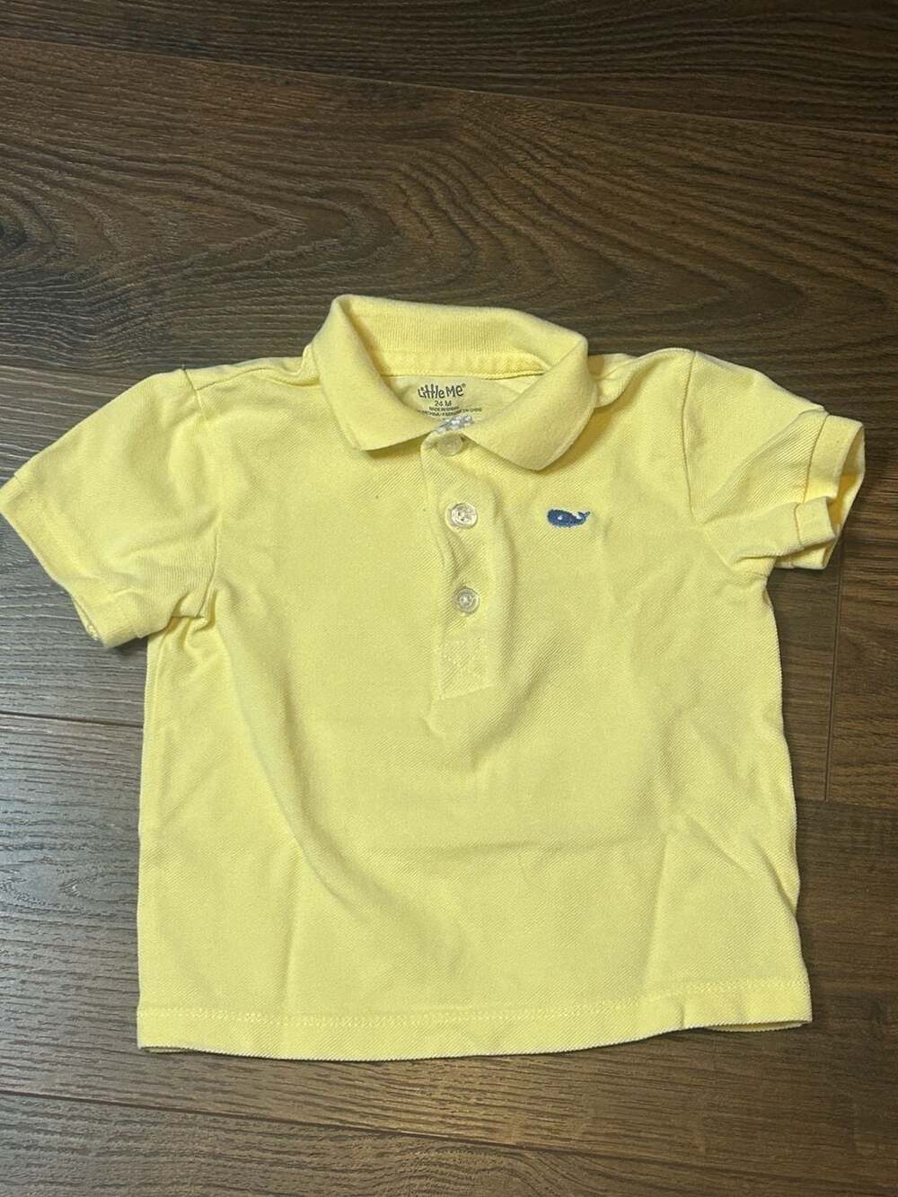 Little Me Boys Yellow Polo Shirt with Whale Logo, Size 24M